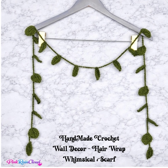 Handmade Crochet Hair Wrap Scarf Vine Garland Wall Decor 67 Inch PinkRainCloud - Picture 8 of 8